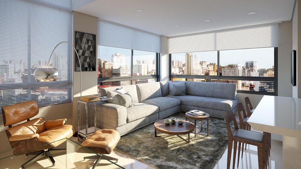 Imagem ilustrativa do living do apartamento duplex do empreendimento Match da construtora Zuckhan.