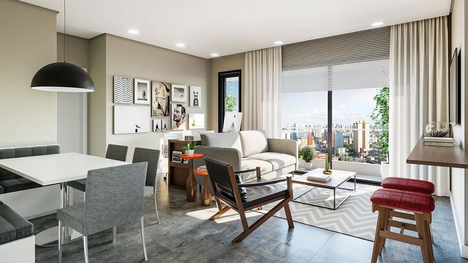 Imagem ilustrativa do living do apartamento tipo final 3 do empreendimento Match da construtora Zuckhan.