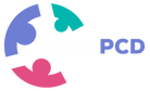 O logotipo da IncluiPcD é composto desenhos que representam três pessoas, mostrando a cabeça e parte do corpo (formando um círculo pela metade), em volta da palavra IncluiPcD - como se estivessem abraçando a palavra. Cada bonequinho tem uma cor, sendo azul, rosa e verde. A palavra 