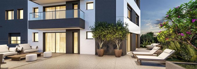 Imagem ilustrativa do terraço do apartamento garden do empreendimento Match da construtora Zuckhan.