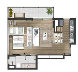 2 dormitórios 62,42m² - Tipo final 01