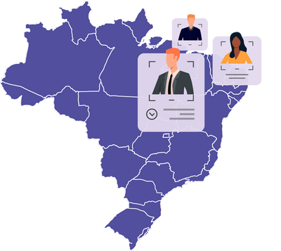 Imagem de um mapa com profissionais PCD's espalhados pelo Brasil
